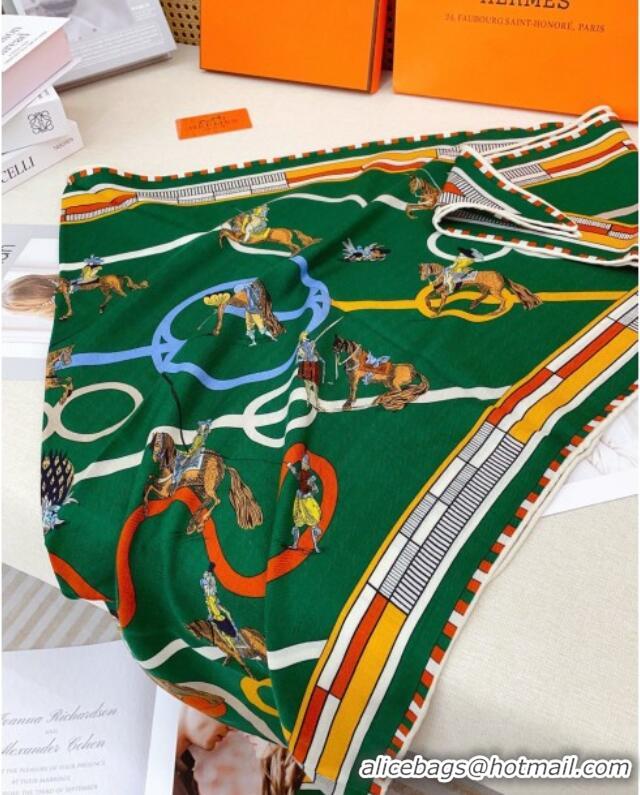 Spot Bulk Hermes Cashmere & Silk Triangle Scarf H110710 Green 2025