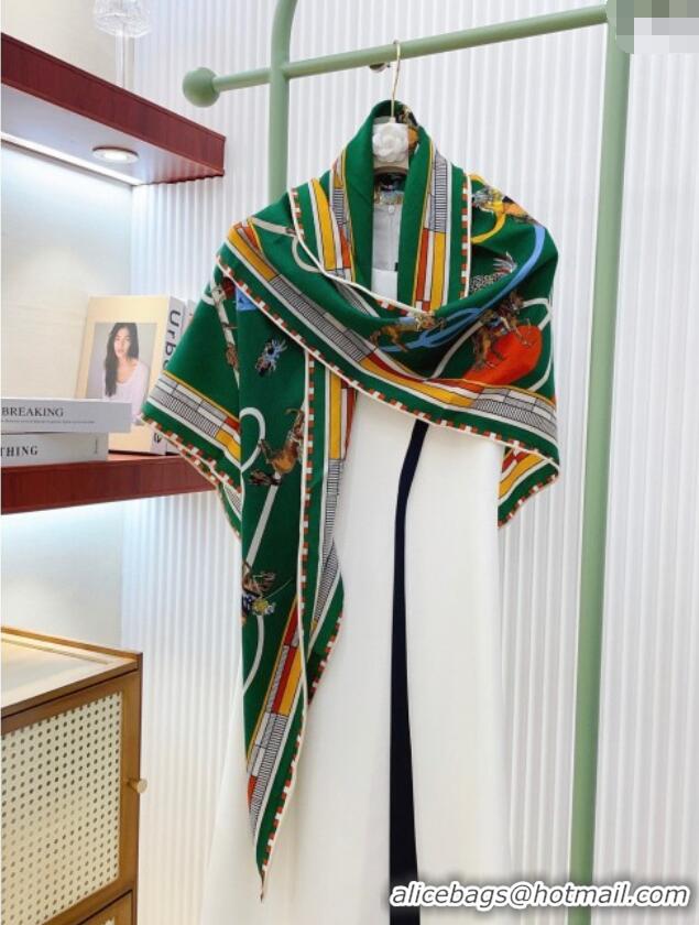 Spot Bulk Hermes Cashmere & Silk Triangle Scarf H110710 Green 2025