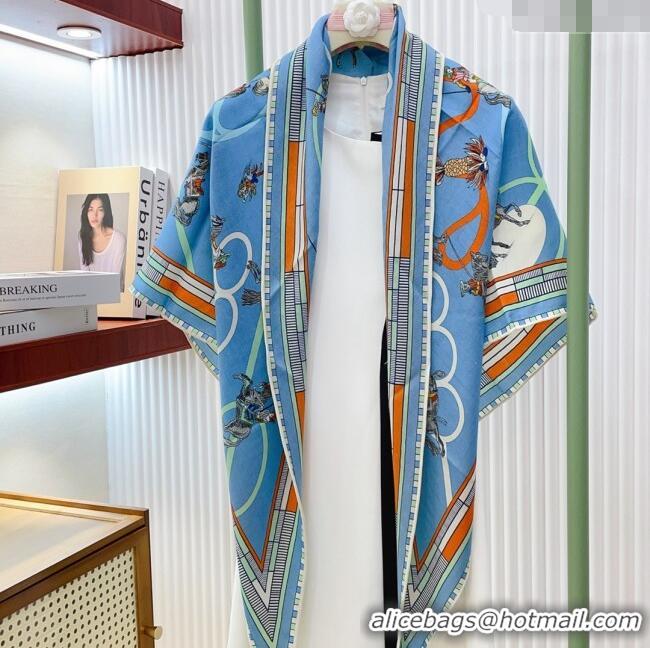 Popular Style Hermes Cashmere & Silk Triangle Scarf H110711 Blue 2025