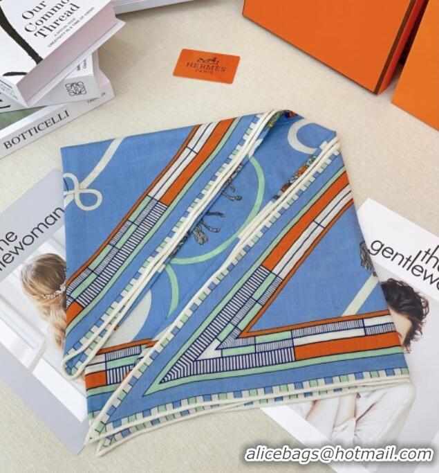 Popular Style Hermes Cashmere & Silk Triangle Scarf H110711 Blue 2025