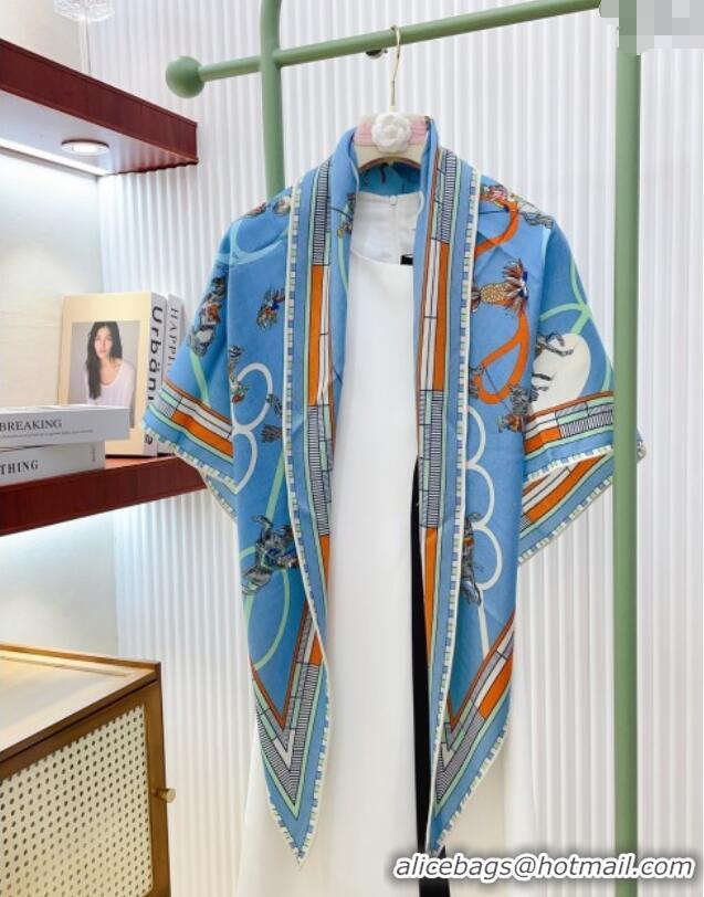 Popular Style Hermes Cashmere & Silk Triangle Scarf H110711 Blue 2025