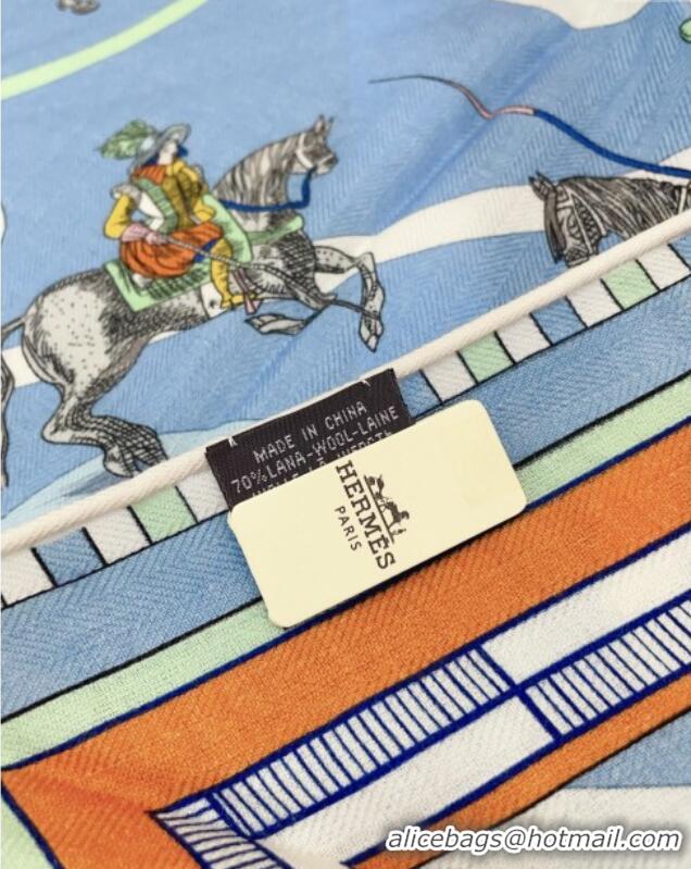 Popular Style Hermes Cashmere & Silk Triangle Scarf H110711 Blue 2025