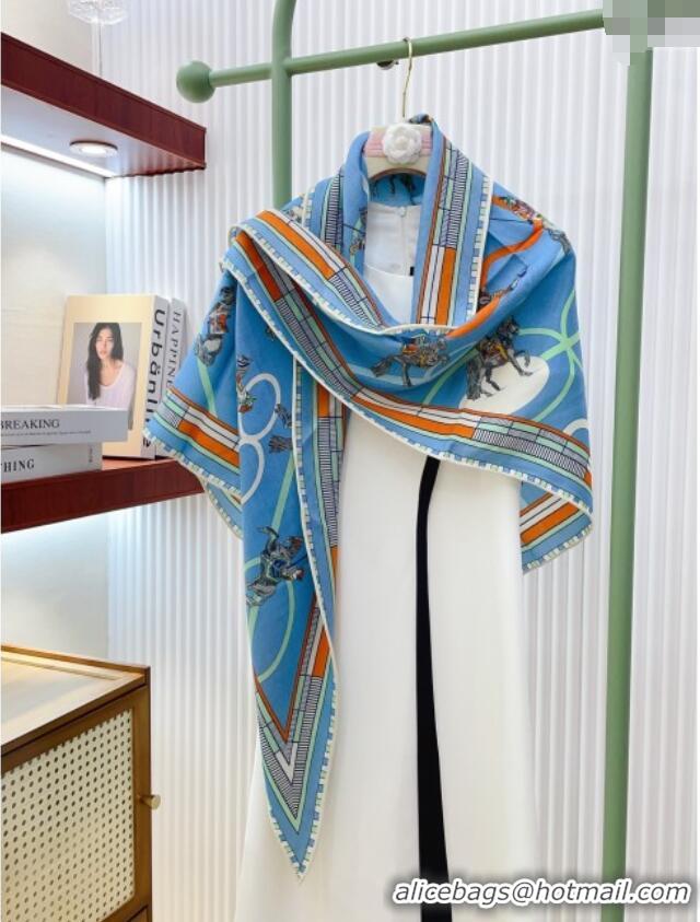 Popular Style Hermes Cashmere & Silk Triangle Scarf H110711 Blue 2025