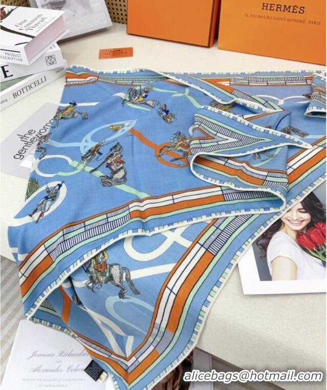 Popular Style Hermes Cashmere & Silk Triangle Scarf H110711 Blue 2025
