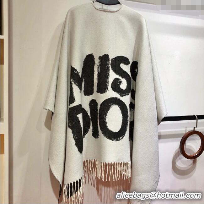 Classic Cheap Dior Miss Dior Cashmere Reversible Cape D110717 Black/Grey 2025