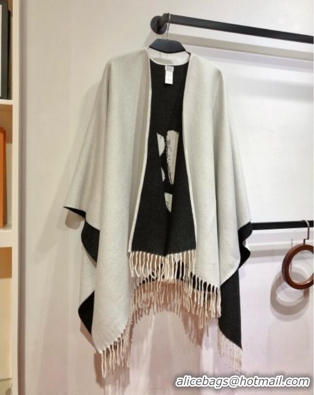 Classic Cheap Dior Miss Dior Cashmere Reversible Cape D110717 Black/Grey 2025