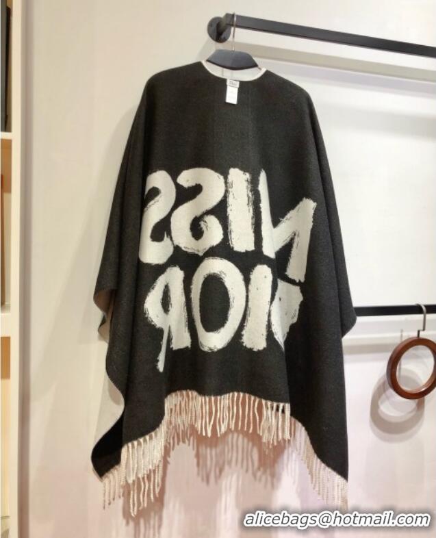 Classic Cheap Dior Miss Dior Cashmere Reversible Cape D110717 Black/Grey 2025