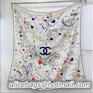 Good Taste Chanel Cashmere & Silk Scarf 140x140 CH110609 White 2025