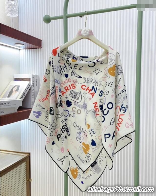 Good Taste Chanel Cashmere & Silk Scarf 140x140 CH110609 White 2025