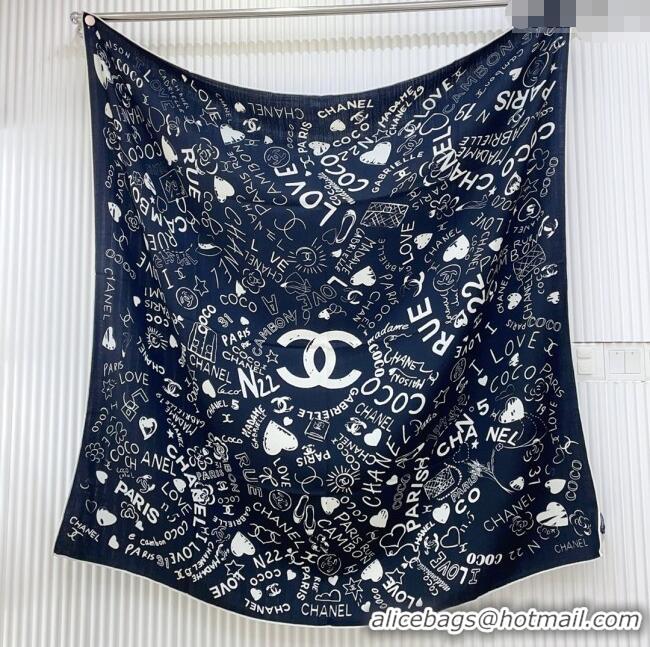 Cheapest Chanel Cashmere & Silk Scarf 140x140 CH110610 Black 2025