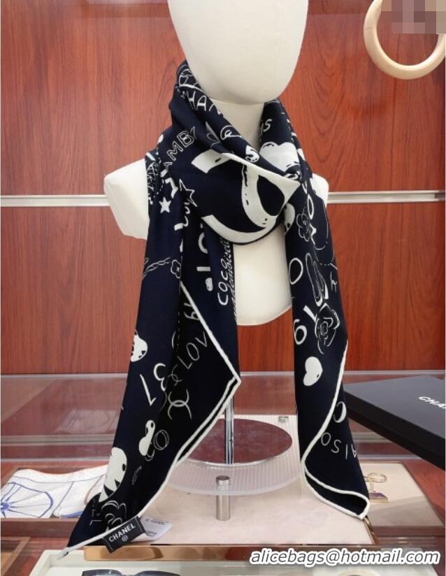 Cheapest Chanel Cashmere & Silk Scarf 140x140 CH110610 Black 2025