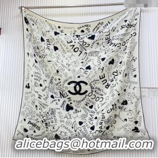 Best Price Chanel Cashmere & Silk Scarf 140x140 CH110611 White 2025
