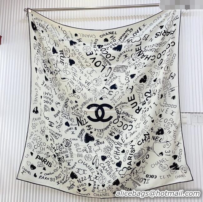 Best Price Chanel Cashmere & Silk Scarf 140x140 CH110611 White 2025