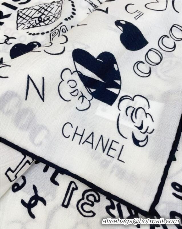 Best Price Chanel Cashmere & Silk Scarf 140x140 CH110611 White 2025