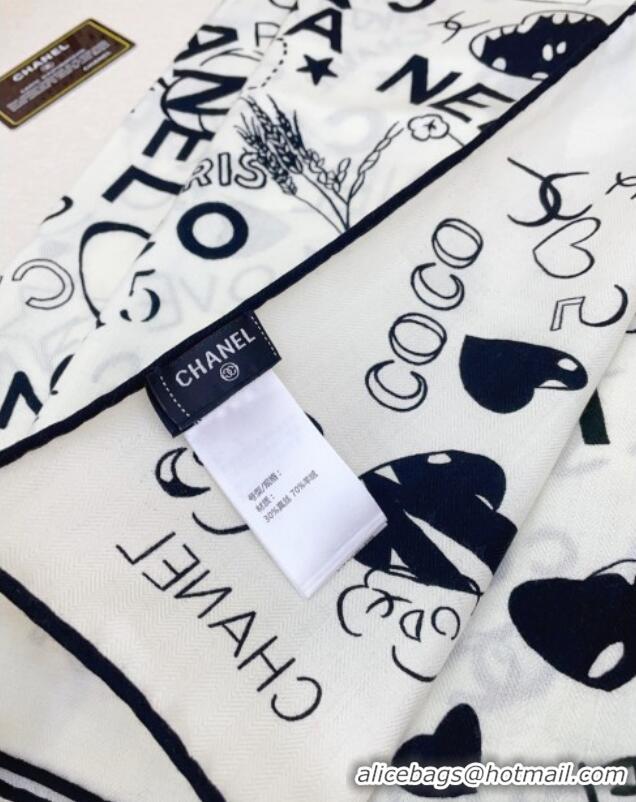 Best Price Chanel Cashmere & Silk Scarf 140x140 CH110611 White 2025