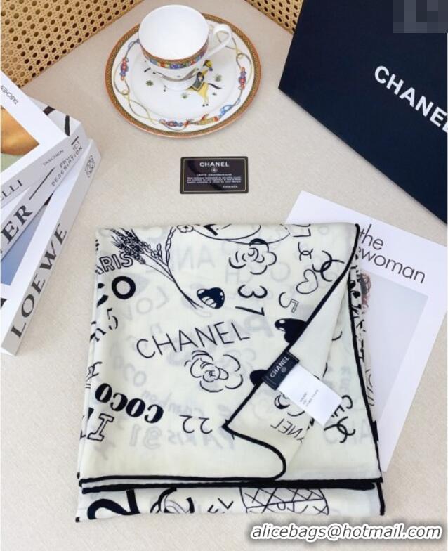 Best Price Chanel Cashmere & Silk Scarf 140x140 CH110611 White 2025