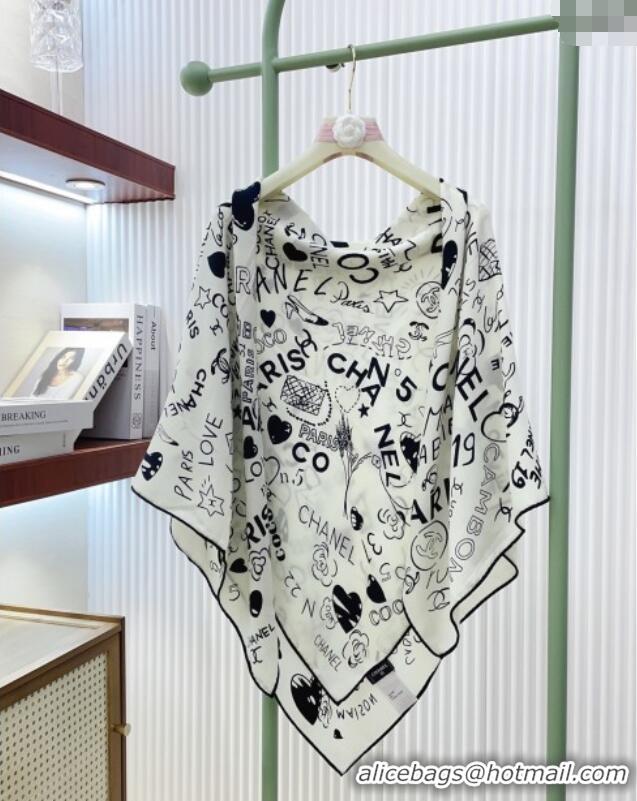 Best Price Chanel Cashmere & Silk Scarf 140x140 CH110611 White 2025
