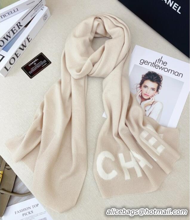 Cheap Discount Chanel Cashmere Scarf 180x45cm CH110704 Beige 2025