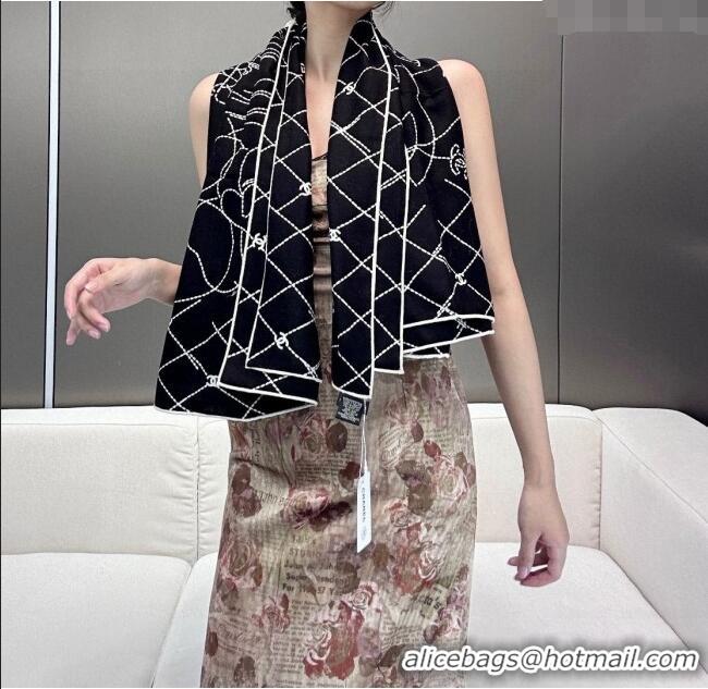 Classic Specials Chanel Cashmere & Silk Scarf 140x140cm CH110712 Black 2025