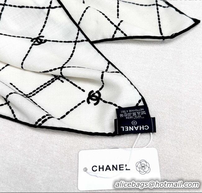 Spot Bulk Chanel Cashmere & Silk Scarf 140x140cm CH110713 White 2025