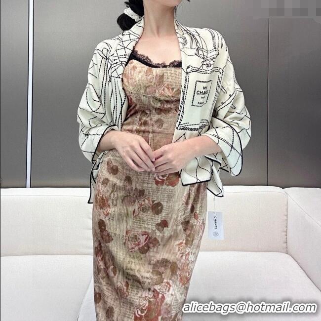 Spot Bulk Chanel Cashmere & Silk Scarf 140x140cm CH110713 White 2025