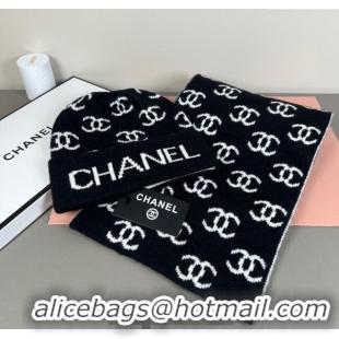 Buy Discount Chanel CC Allover Hat and Scarf Set CH111108 Black/White 2025