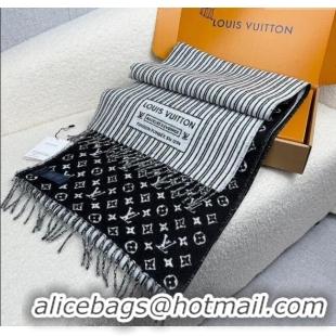 Luxury Cheap Louis Vuitton My Neverfull Wool Blend Long Scarf 30x200cm LV111102 Black 2025