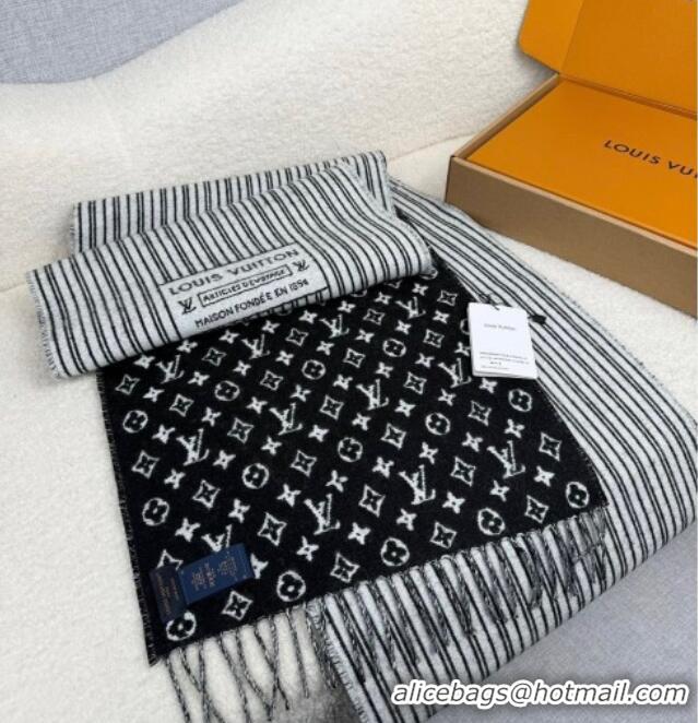 Luxury Cheap Louis Vuitton My Neverfull Wool Blend Long Scarf 30x200cm LV111102 Black 2025
