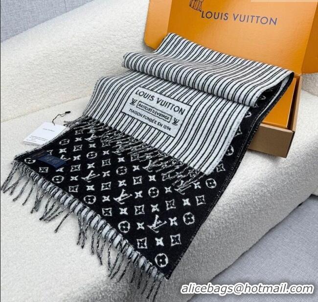 Luxury Cheap Louis Vuitton My Neverfull Wool Blend Long Scarf 30x200cm LV111102 Black 2025