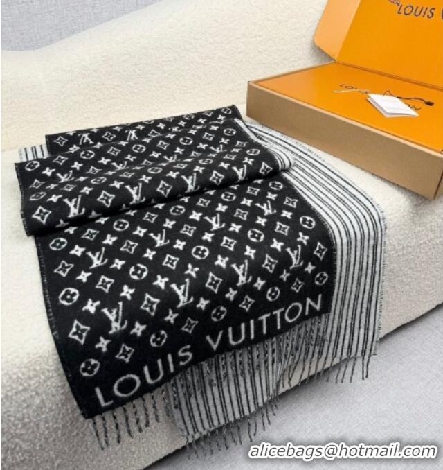 Luxury Cheap Louis Vuitton My Neverfull Wool Blend Long Scarf 30x200cm LV111102 Black 2025