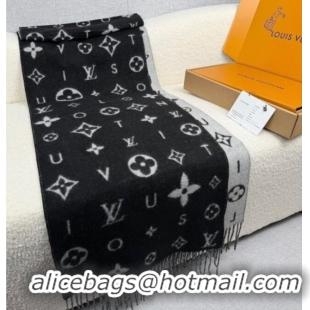 Original Cheap Louis Vuitton Reykjavik 2.0 Cashmere Long Scarf 55x180cm LV111103 Black 2025