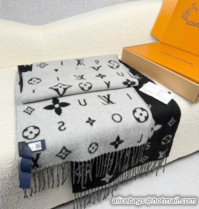 Original Cheap Louis Vuitton Reykjavik 2.0 Cashmere Long Scarf 55x180cm LV111103 Black 2025