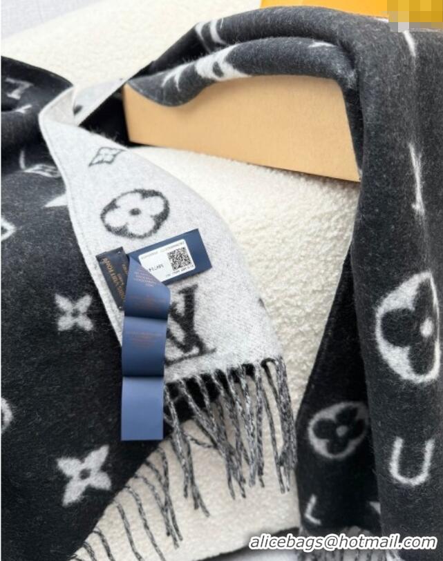 Original Cheap Louis Vuitton Reykjavik 2.0 Cashmere Long Scarf 55x180cm LV111103 Black 2025