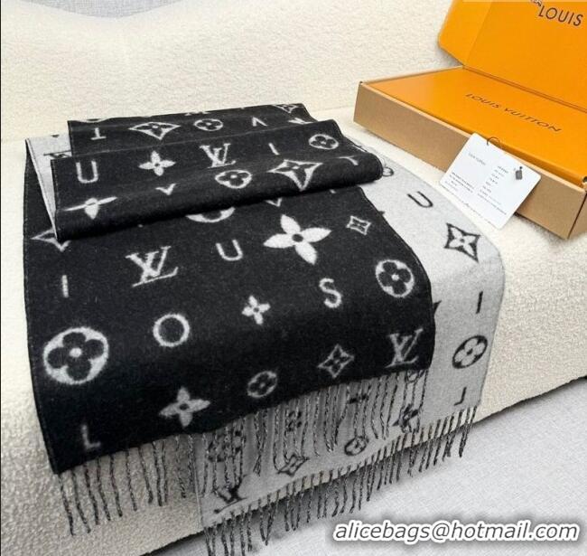 Original Cheap Louis Vuitton Reykjavik 2.0 Cashmere Long Scarf 55x180cm LV111103 Black 2025