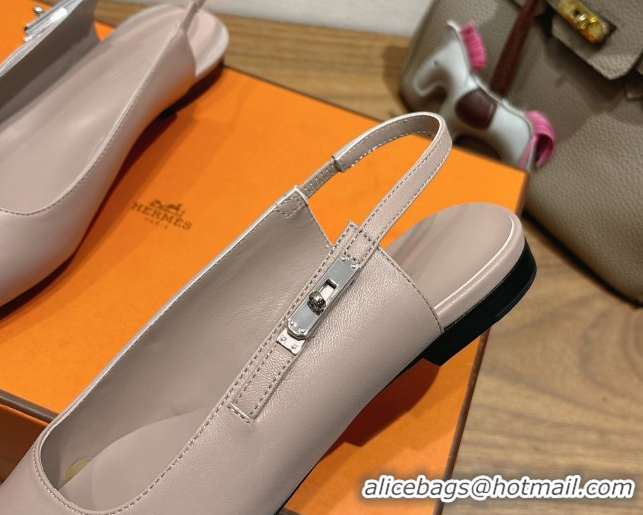 Purchase Hermes Lover Slingback Pumps 4cm in Calfskin Leather with Kelly Buckle Brown H252121 1024008