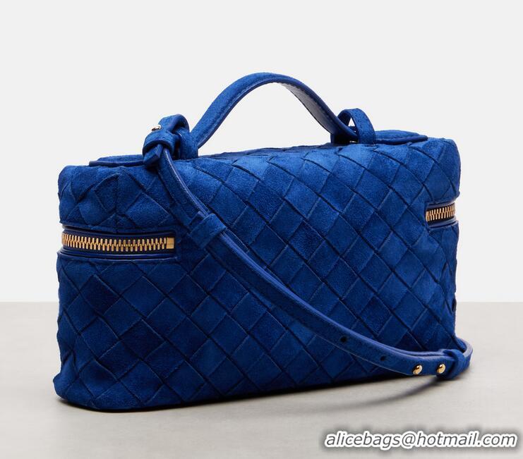 Market Sells Bottega Veneta Bang Bang Vanity Case in Intrecciato Suede 789109 Blue Royal 2025
