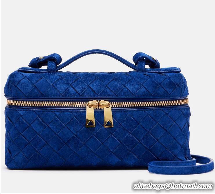 Market Sells Bottega Veneta Bang Bang Vanity Case in Intrecciato Suede 789109 Blue Royal 2025