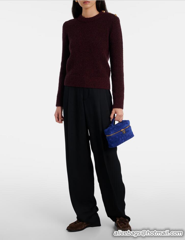 Market Sells Bottega Veneta Bang Bang Vanity Case in Intrecciato Suede 789109 Blue Royal 2025