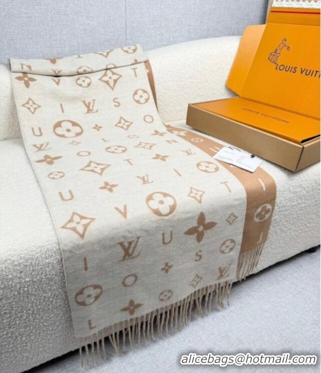 Luxury Classic Louis Vuitton Reykjavik 2.0 Cashmere Long Scarf 55x180cm LV111103 Beige 2025