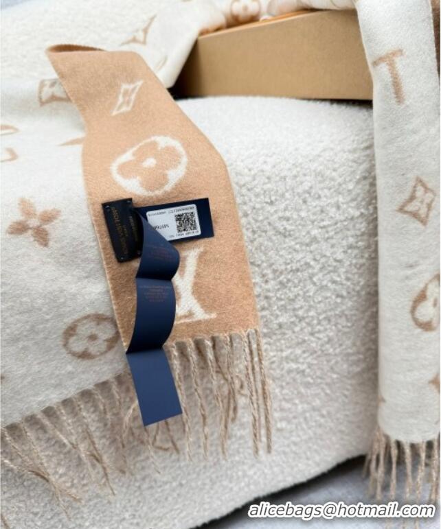 Luxury Classic Louis Vuitton Reykjavik 2.0 Cashmere Long Scarf 55x180cm LV111103 Beige 2025