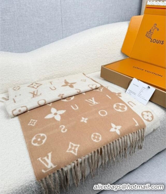 Luxury Classic Louis Vuitton Reykjavik 2.0 Cashmere Long Scarf 55x180cm LV111103 Beige 2025