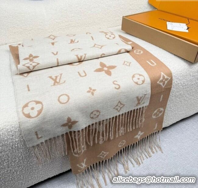 Luxury Classic Louis Vuitton Reykjavik 2.0 Cashmere Long Scarf 55x180cm LV111103 Beige 2025