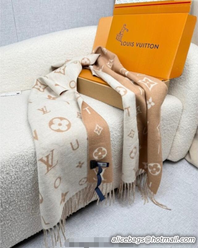 Luxury Classic Louis Vuitton Reykjavik 2.0 Cashmere Long Scarf 55x180cm LV111103 Beige 2025