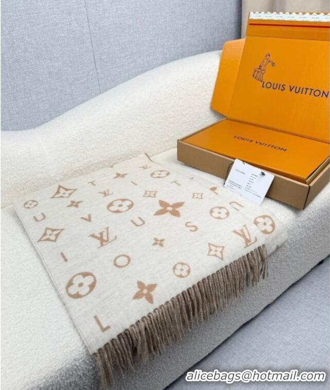 Luxury Classic Louis Vuitton Reykjavik 2.0 Cashmere Long Scarf 55x180cm LV111103 Beige 2025