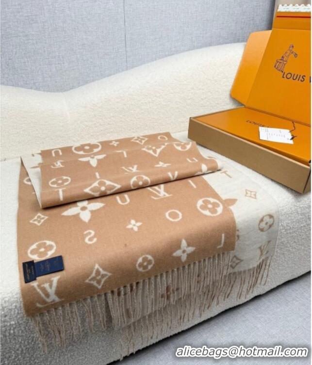Luxury Classic Louis Vuitton Reykjavik 2.0 Cashmere Long Scarf 55x180cm LV111103 Beige 2025