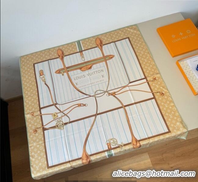 Pretty Style Louis Vuitton My Neverfull Silk Square Scarf 90x90cm LV111104 Beige 2025