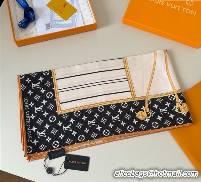 Spot Bulk Louis Vuitton My Neverfull Silk Square Scarf 90x90cm LV111104 Black 2025