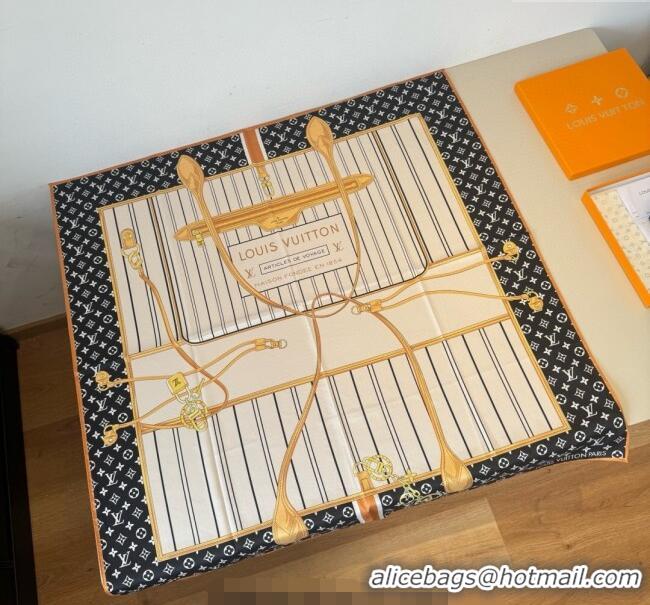 Spot Bulk Louis Vuitton My Neverfull Silk Square Scarf 90x90cm LV111104 Black 2025