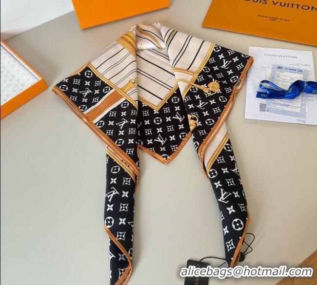 Spot Bulk Louis Vuitton My Neverfull Silk Square Scarf 90x90cm LV111104 Black 2025