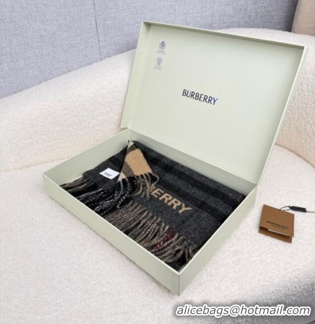 Fashion Discount Burberry Cashmere Long Scarf 30x168cm BR111101 Black 2025
